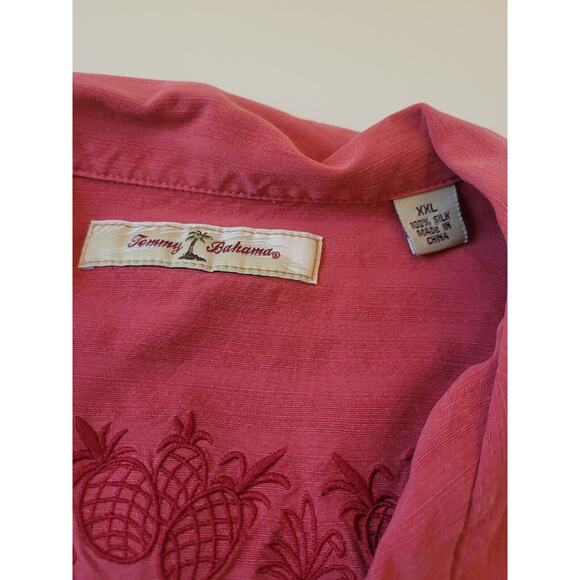 TOMMY BAHAMA Size XXL Mens Camp Shirt 100% Silk Dusky Pink Woven Hawaiian - Picture 2 of 4